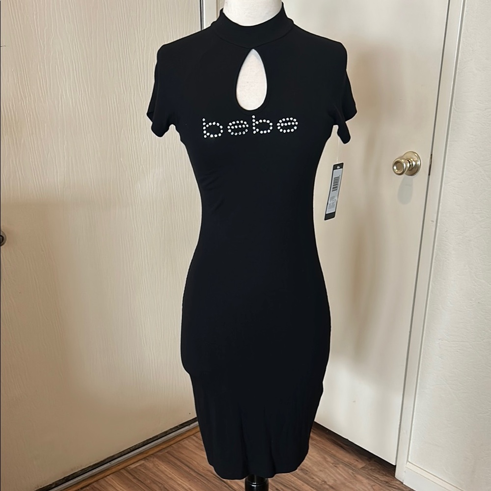 Bebe Logo Black Keyhole Bodycon Dress - Picture 10 of 10